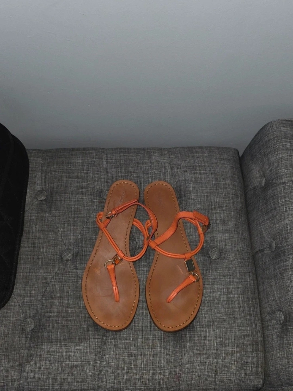 Coach Orange Leather Toe-Loop Ankle-Strap Sandals